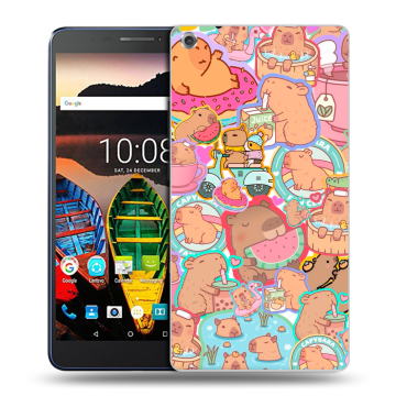 Силиконовый чехол на Lenovo Tab 3 7 Plus с принтом капибары