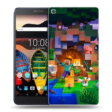Силиконовый чехол на Lenovo Tab 3 7 Plus с принтом Майнкрафт Minecraft Силиконовый чехол на Lenovo Tab 3 7 Plus с принтом Майнкрафт Minecraft