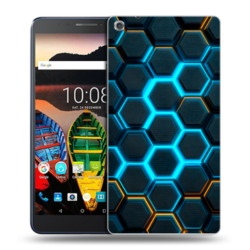 Силиконовый чехол на Lenovo Tab 3 7 Plus с принтом Неоновые соты