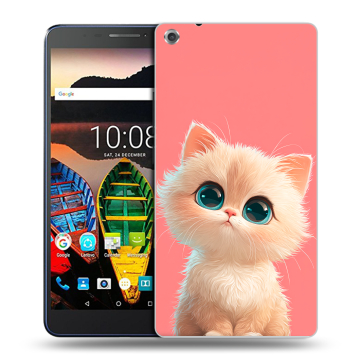Силиконовый чехол на Lenovo Tab 3 7 Plus с принтом Розовый котенок