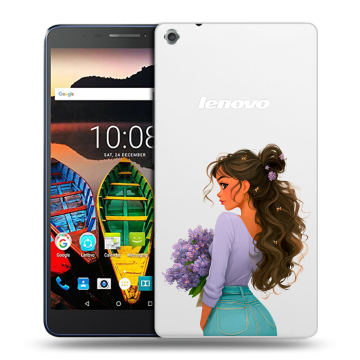 Силиконовый чехол на Lenovo Tab 3 7 Plus с принтом девушка цветы