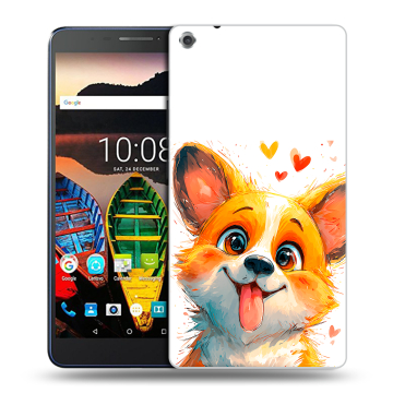 Силиконовый чехол на Lenovo Tab 3 7 Plus с принтом корги Силиконовый чехол на Lenovo Tab 3 7 Plus с принтом корги