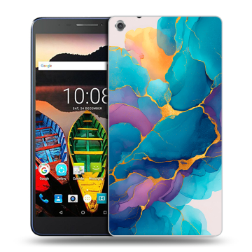 Силиконовый чехол на Lenovo Tab 3 7 Plus с принтом Мрамор блестки