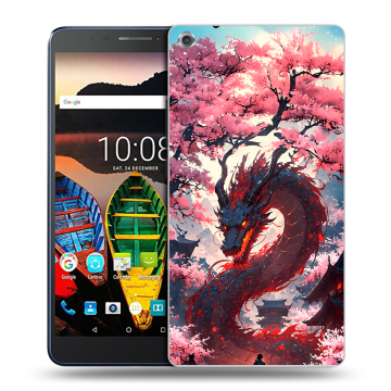 Силиконовый чехол на Lenovo Tab 3 7 Plus с принтом Дракон Японский Силиконовый чехол на Lenovo Tab 3 7 Plus с принтом Дракон Японский