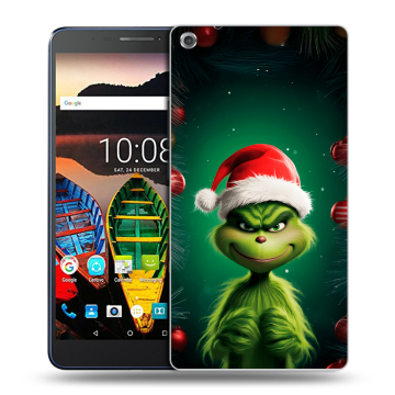 Силиконовый чехол на Lenovo Tab 3 7 Plus с принтом Гринч Новый год Рождество
