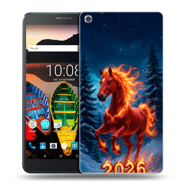 Силиконовый чехол на Lenovo Tab 3 7 Plus с принтом Новый год коня