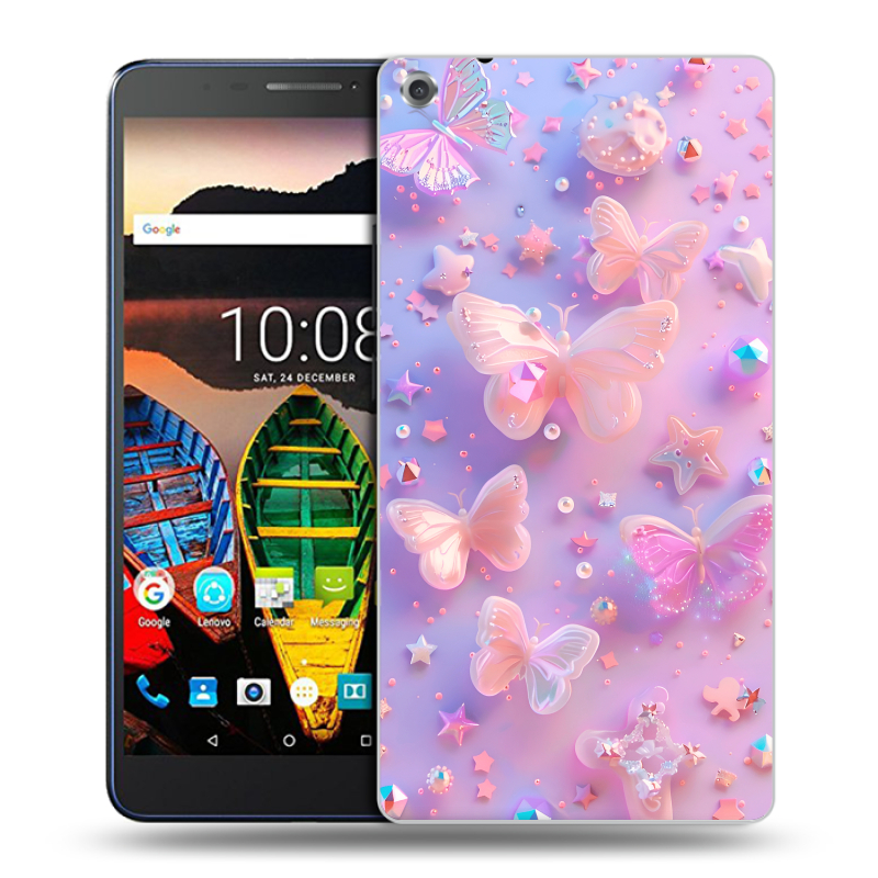 Силиконовый чехол на Lenovo Tab 3 7 Plus с принтом Бабочки Силиконовый чехол на Lenovo Tab 3 7 Plus с принтом Бабочки