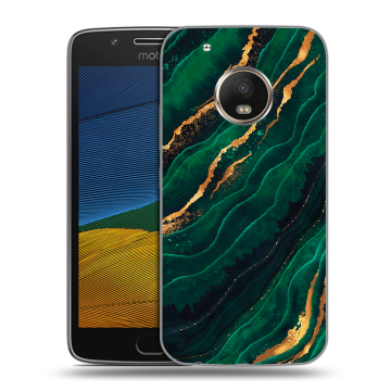 Силиконовый чехол на Lenovo Moto G5 с принтом Мрамор зеленое золото