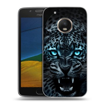 Силиконовый чехол на Lenovo Moto G5 с принтом Темный леопард