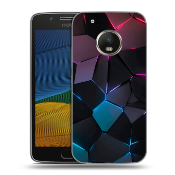 Силиконовый чехол на Lenovo Moto G5 с принтом Геометрия неона