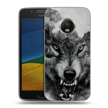 Силиконовый чехол на Lenovo Moto G5 с принтом Волк