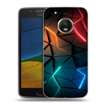 Силиконовый чехол на Lenovo Moto G5 с принтом Абстракция неон