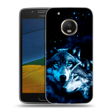 Силиконовый чехол на Lenovo Moto G5 с принтом Волки