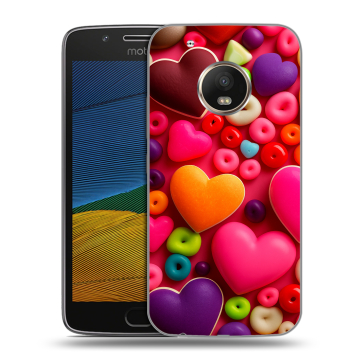 Силиконовый чехол на Lenovo Moto G5 с принтом Сердечки