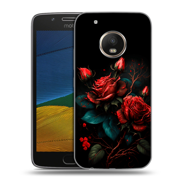 Силиконовый чехол на Lenovo Moto G5 с принтом Розы красные