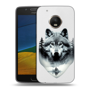 Силиконовый чехол на Lenovo Moto G5 с принтом Волк в лесу