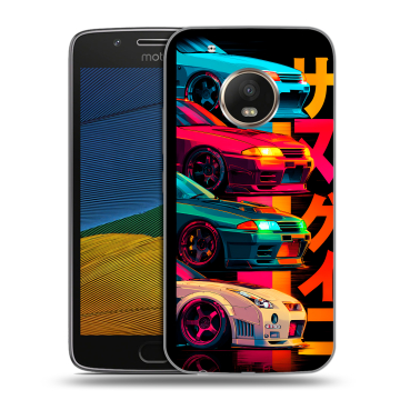 Силиконовый чехол на Lenovo Moto G5 с принтом Гоночные машины