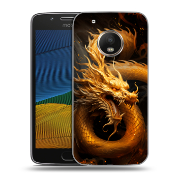 Силиконовый чехол на Lenovo Moto G5 с принтом Золотой дракон