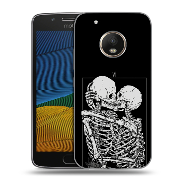 Силиконовый чехол на Lenovo Moto G5 с принтом Поцелуй скелетов