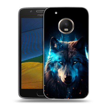 Силиконовый чехол на Lenovo Moto G5 с принтом Волк ночной