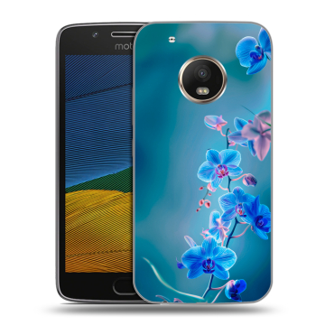 Силиконовый чехол на Lenovo Moto G5 с принтом Голубые цветы