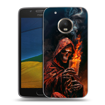 Силиконовый чехол на Lenovo Moto G5 с принтом Скелет и карты