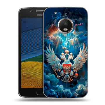 Силиконовый чехол на Lenovo Moto G5 с принтом Герб флаг России