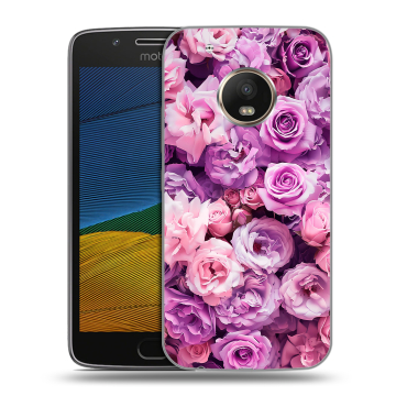 Силиконовый чехол на Lenovo Moto G5 с принтом лавандовые розы