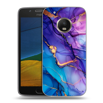 Силиконовый чехол на Lenovo Moto G5 с принтом синий мрамор