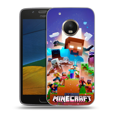 Силиконовый чехол на Lenovo Moto G5 с принтом Майнкрафт Minecraft