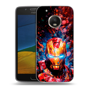 Силиконовый чехол на Lenovo Moto G5 с принтом Железный человек Ironman