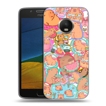 Силиконовый чехол на Lenovo Moto G5 с принтом капибары