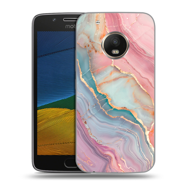 Силиконовый чехол на Lenovo Moto G5 с принтом розовый мрамор