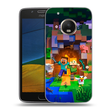Силиконовый чехол на Lenovo Moto G5 с принтом Майнкрафт Minecraft