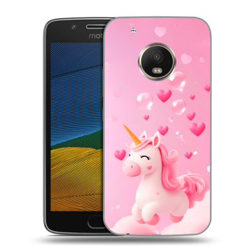 Силиконовый чехол на Lenovo Moto G5 с принтом Единорог