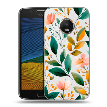Силиконовый чехол на Lenovo Moto G5 с принтом Цветы паттерн