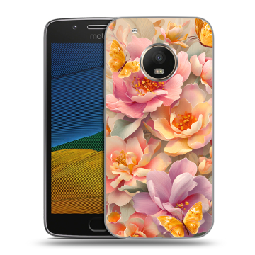 Силиконовый чехол на Lenovo Moto G5 с принтом Цветы и бабочки
