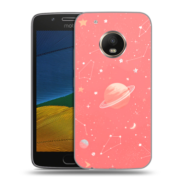 Силиконовый чехол на Lenovo Moto G5 с принтом Розовый космос