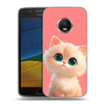 Силиконовый чехол на Lenovo Moto G5 с принтом Розовый котенок
