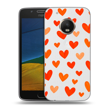 Силиконовый чехол на Lenovo Moto G5 с принтом Сердечки