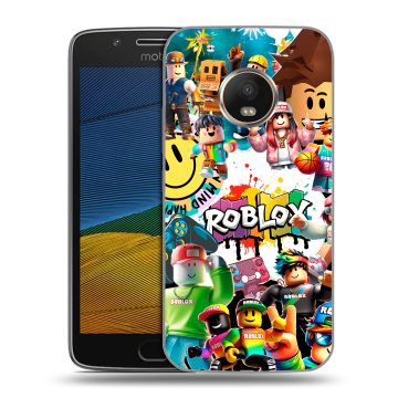 Силиконовый чехол на Lenovo Moto G5 с принтом Roblox Роблокс