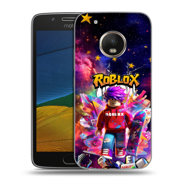 Силиконовый чехол на Lenovo Moto G5 с принтом Roblox Роблокс