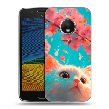 Силиконовый чехол на Lenovo Moto G5 с принтом Красивый кот