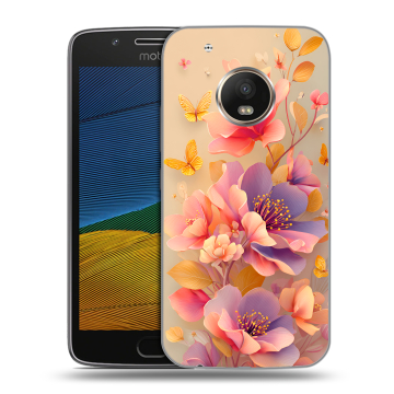 Силиконовый чехол на Lenovo Moto G5 с принтом Цветы и бабочки