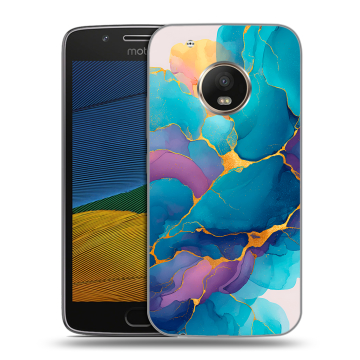 Силиконовый чехол на Lenovo Moto G5 с принтом Мрамор блестки