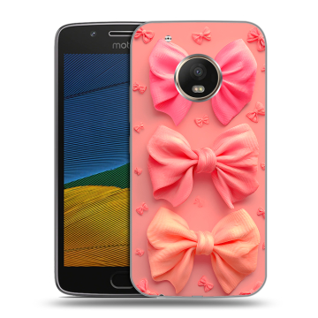 Силиконовый чехол на Lenovo Moto G5 с принтом Розовые бантики
