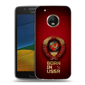 Силиконовый чехол на Lenovo Moto G5 с принтом Флаг Герб СССР