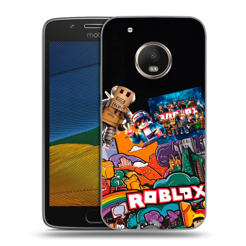Силиконовый чехол на Lenovo Moto G5 с принтом Roblox Роблокс