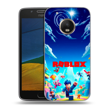 Силиконовый чехол на Lenovo Moto G5 с принтом Roblox Роблокс