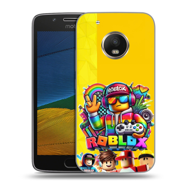 Силиконовый чехол на Lenovo Moto G5 с принтом Roblox Роблокс